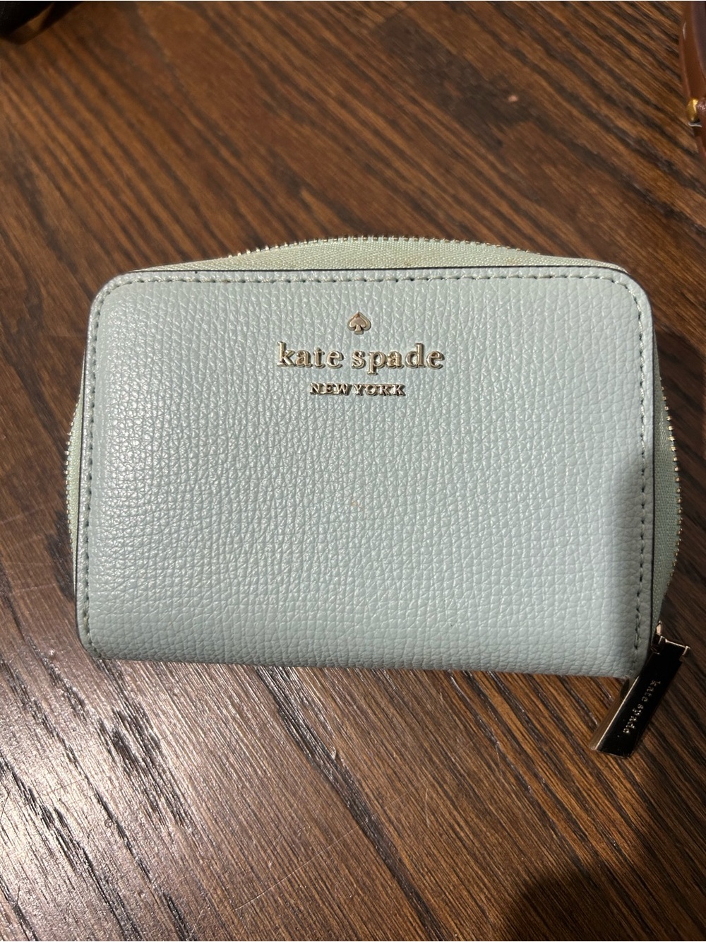 kate spade New York Mint Green Pebbled Leather Zip Wallet